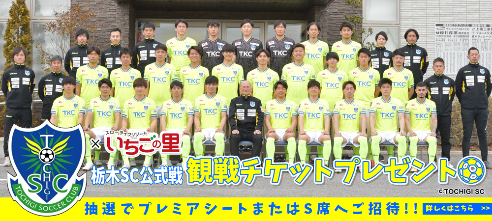栃木sc公式戦観戦チケットプレゼントキャンペーン いちごの里 栃木県小山市にあるいちご狩りのできるスローライフリゾート 栃木sc公式戦観戦チケットプレゼントキャンペーン いちごの里 栃木県小山市にあるいちご狩りのできるスローライフリゾート
